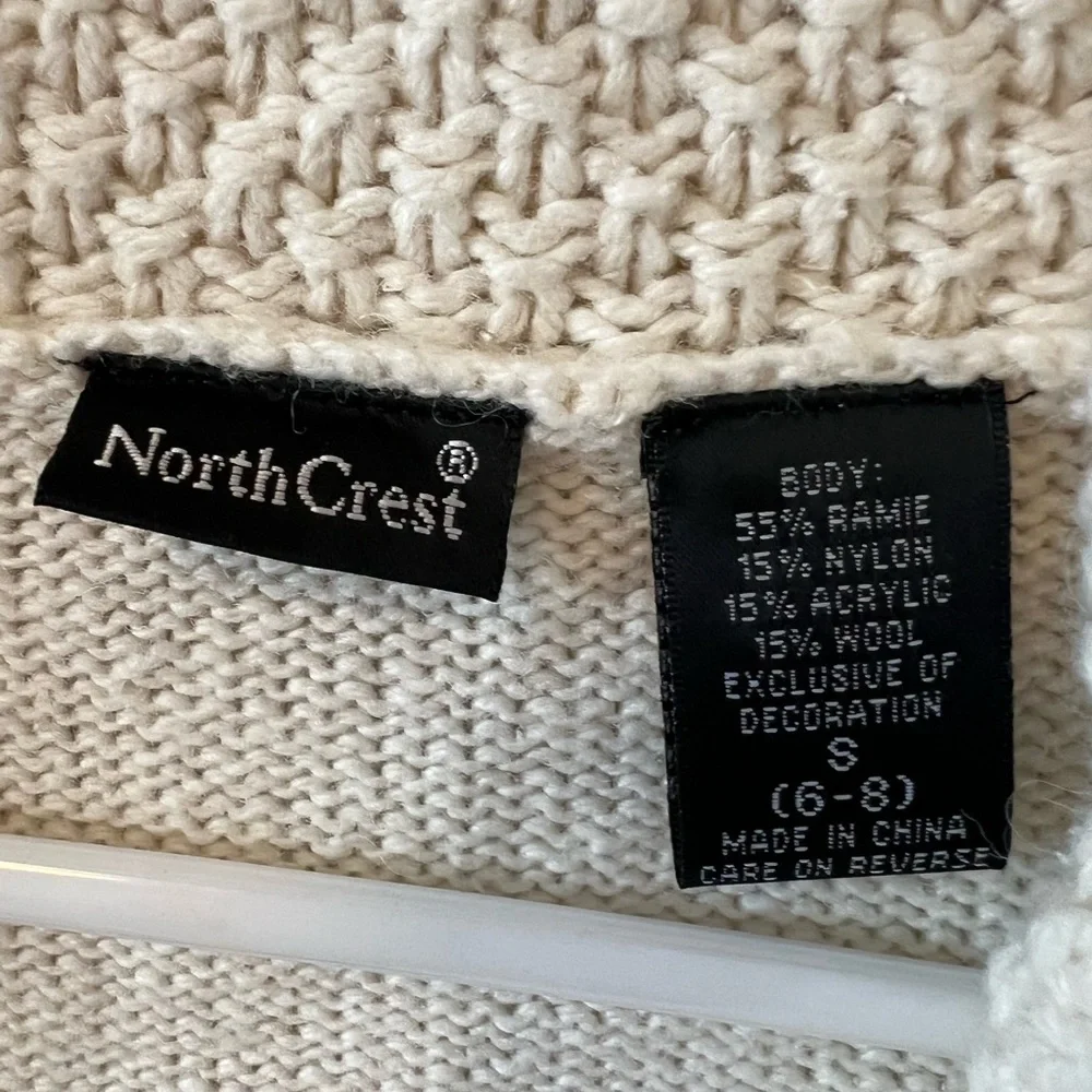 Vintage Northcrest Shawl Collar Embroidered Beaded Trees Zip Up Sweater Grandma - Picture 5 of 6